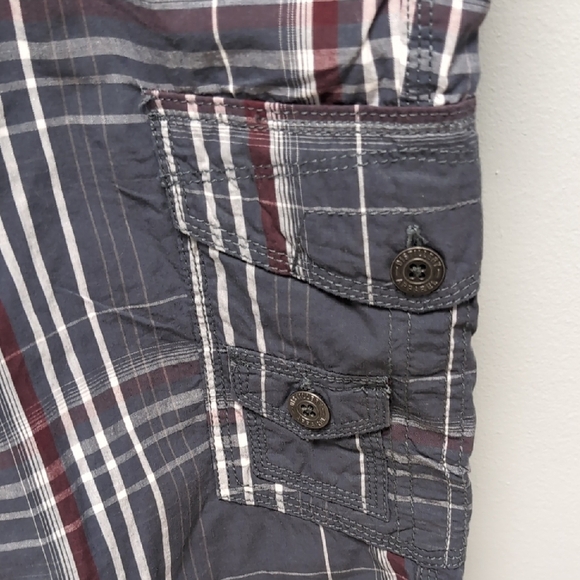 NWT Distillery Apparel Cargo Shorts with Modern Plaid Design Size 29 100% Cotton - Picture 2 of 6